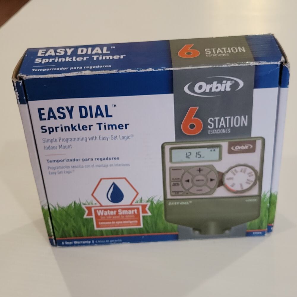 Orbit 57596 Large Easy-to-read LCD 6-Station Indoor Mount Easy Dial Timer New